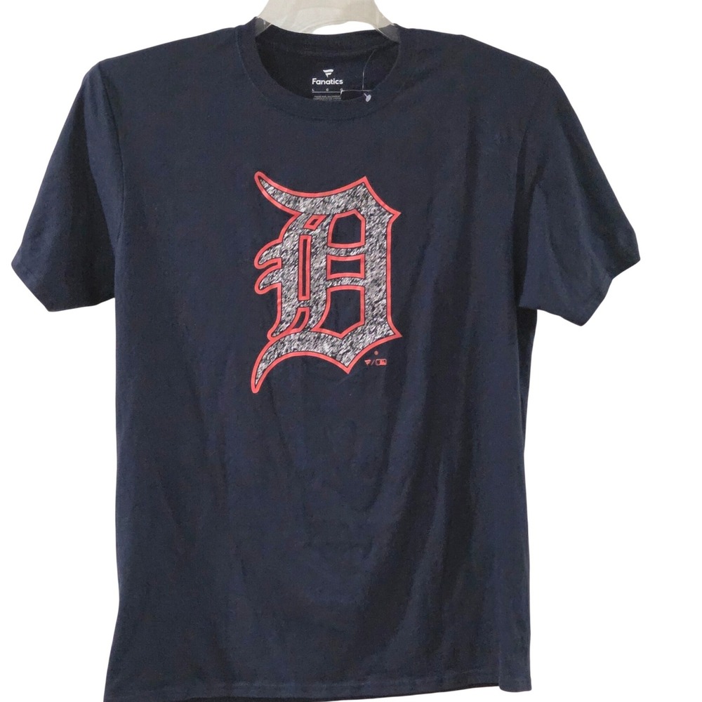 Fanatics Detroit Tigers MLB Mens Large Navy Blue Graphic T-Shirt NWT